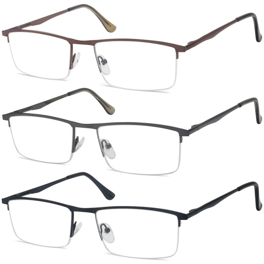 3 Pack Quality Metal Half-rim Design Reading Glasses R1614