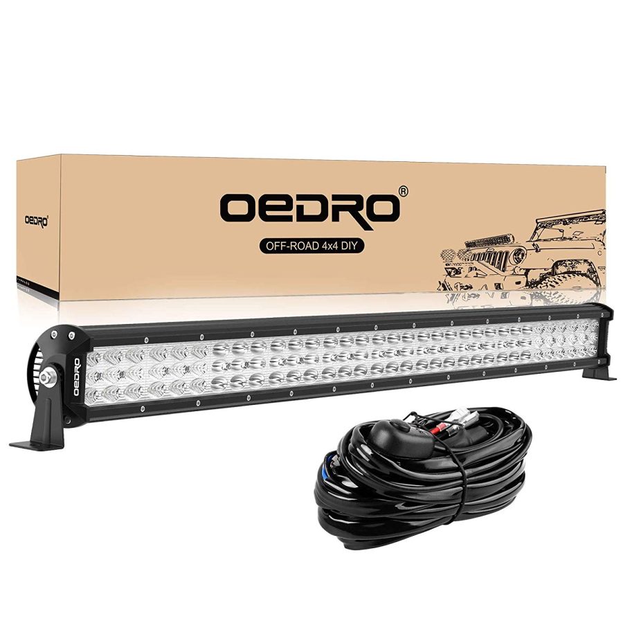 32" 600W Tri-Row LED Light Bar Off Road Driving Light with Wiring Harness