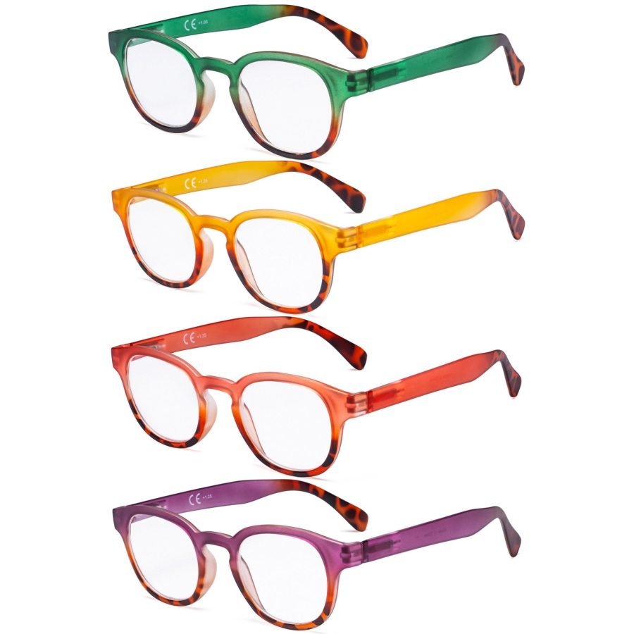 4 Pack Fashion Oval Colorful Reading Glasses R124D