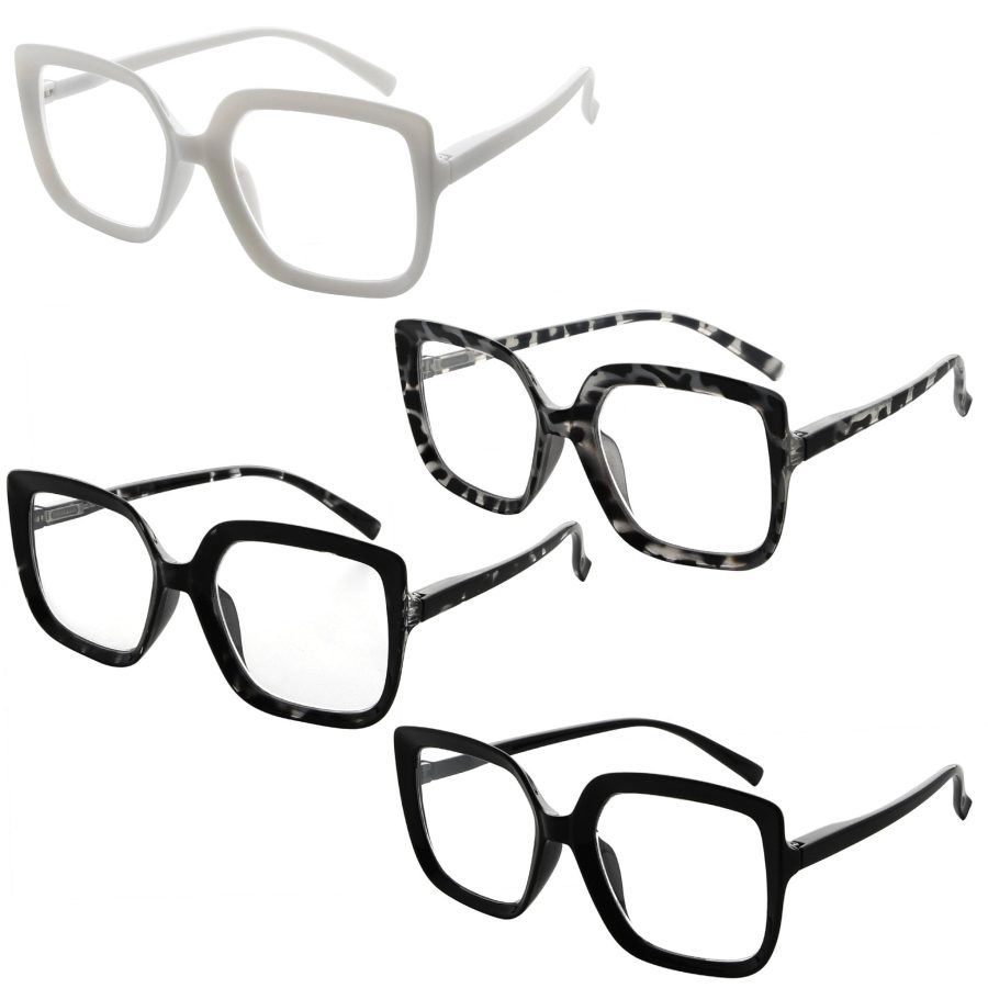 4 Pack Stylish Square Chic Reading Glasses for Women R2014