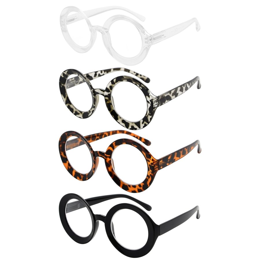 4 Pack Thicker Frame Round Reading Glasses Women R9109