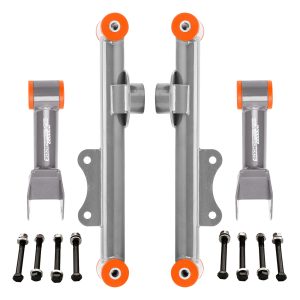 4Pcs Rear UpperLower Tubular Control Arms compatible for Ford Mustang 1979-2004 Gray