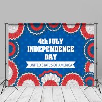 4th July Paper Flower Blue Backdrop For Independence Day - Aperturee