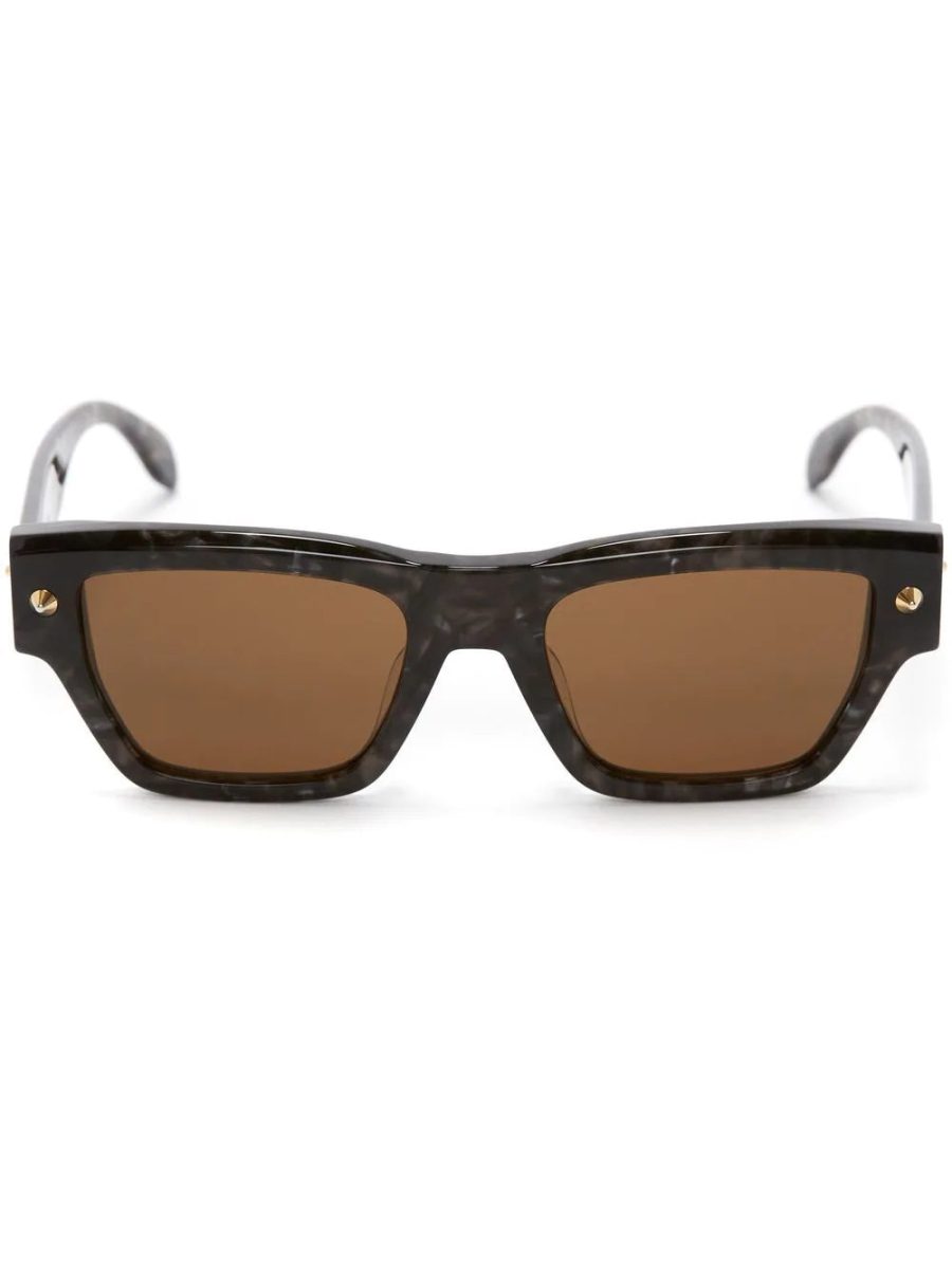 ALEXANDER MCQUEEN Debossed-logo Square-frame Sunglasses Brown/Multicolour