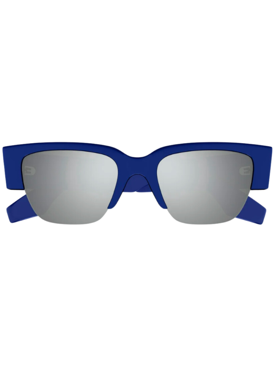 ALEXANDER MCQUEEN Logo-print Square-frame Sunglasses Blue/Silver