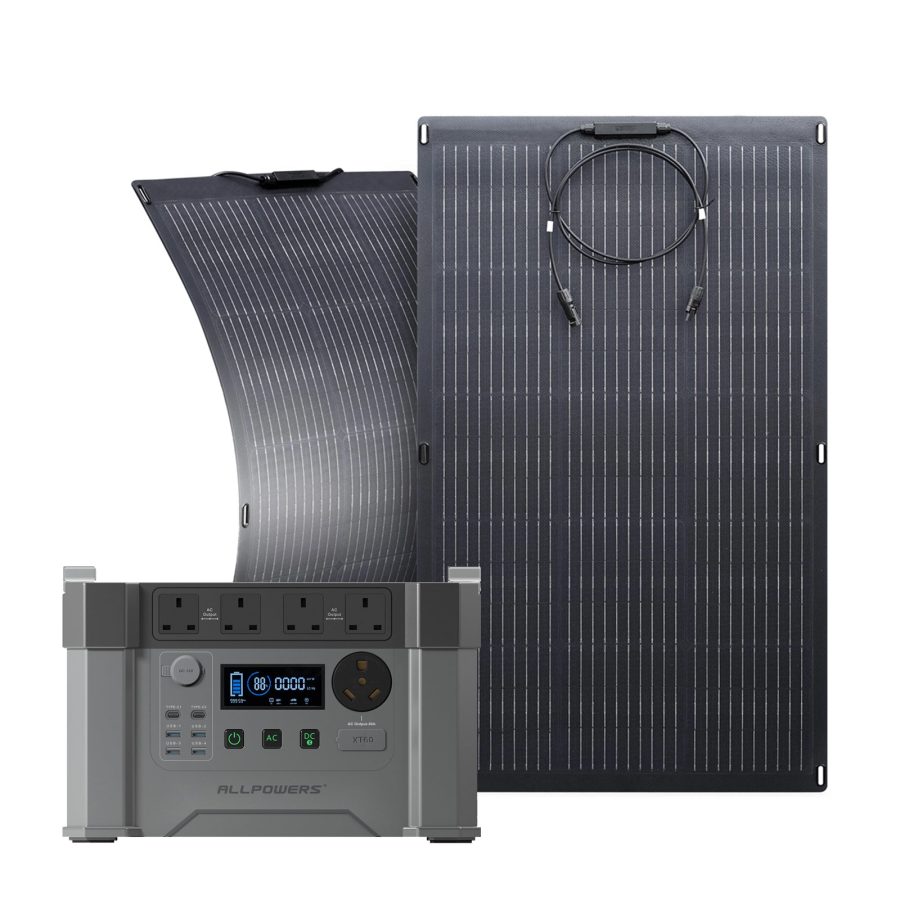 ALLPOWERS Solar Generator 2400W (S2000 Pro + 2 x SF100 100W Flexible Solar Panel)