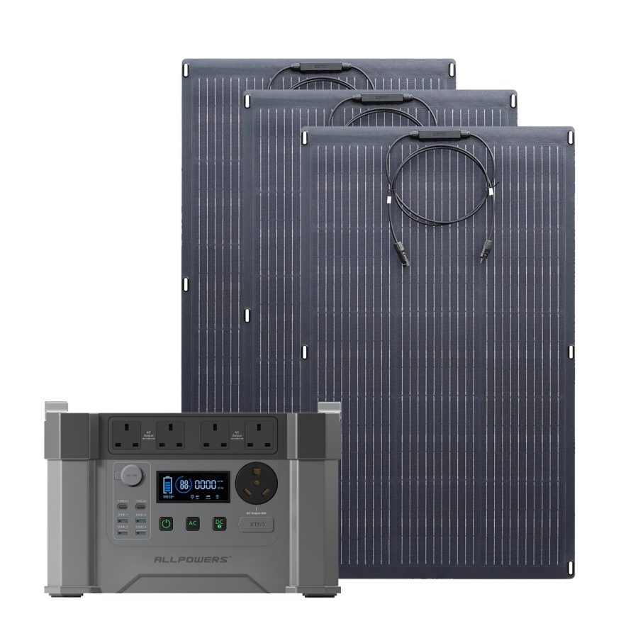 ALLPOWERS Solar Generator 2400W (S2000 Pro + 3 x SF100 100W Flexible Solar Panel)