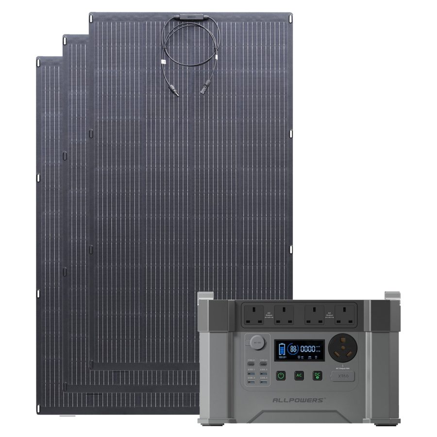 ALLPOWERS Solar Generator 2400W (S2000 Pro + 3 x SF200 200W Flexible Solar Panel)