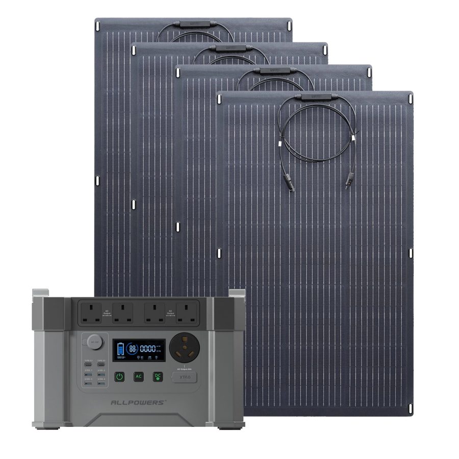 ALLPOWERS Solar Generator 2400W (S2000 Pro + 4 x SF100 100W Flexible Solar Panel)