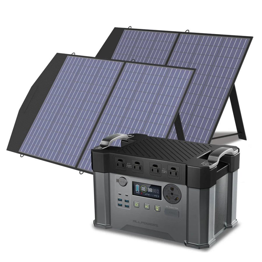 ALLPOWERS Solar Generator Kit 2400W Power Station 100W Solar Panel