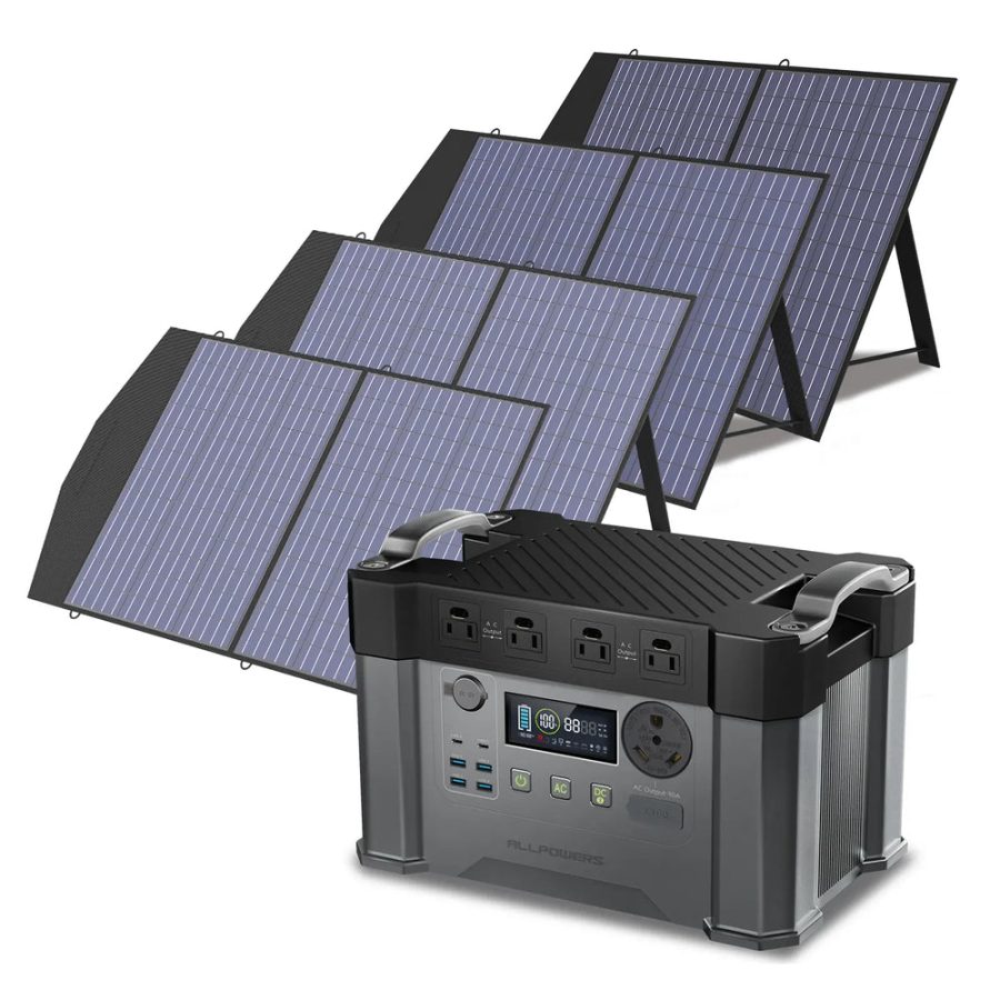 ALLPOWERS Solar Generator Kit 2400W Power Station 100W Solar Panel