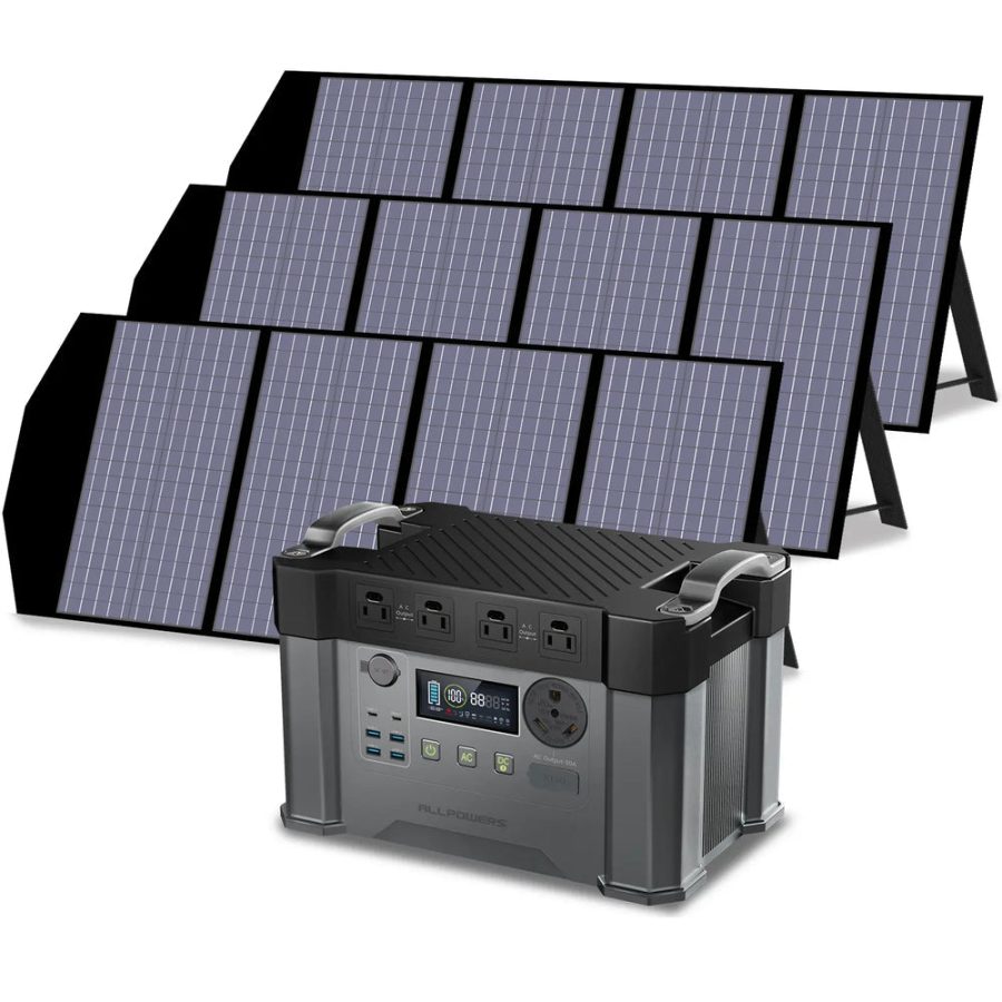 ALLPOWERS Solar Generator Kit 2400W Power Station 140W Solar Panel