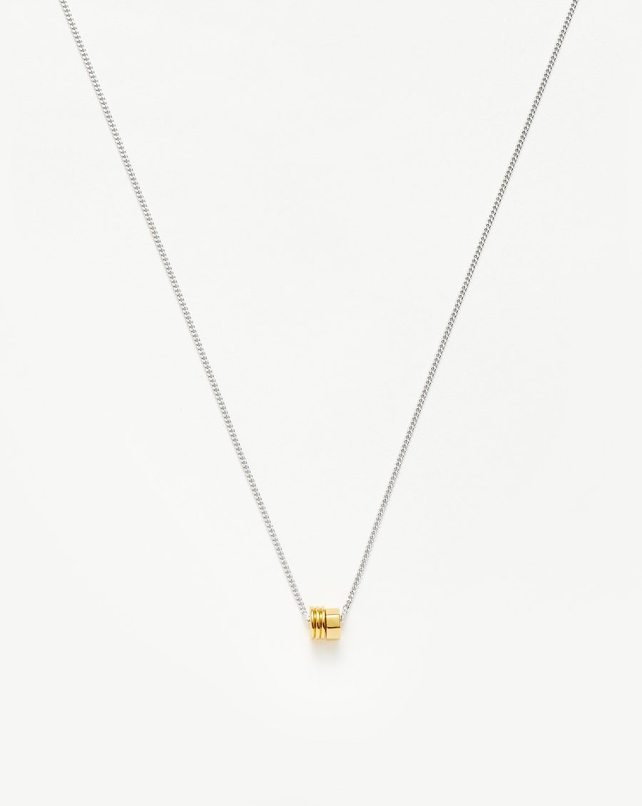 Abacus Beaded Floating Charm Necklace | 18ct Recycled Gold Vermeil and Rhodium on Sterling Silver