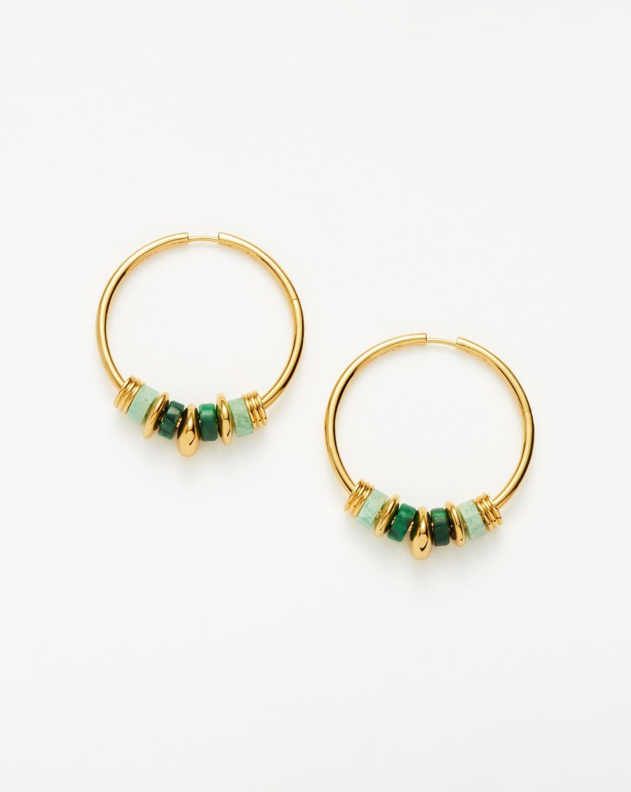 Abacus Beaded Large Charm Hoop Earrings | 18ct Recycled Gold Vermeil on Recycled Sterling Silver