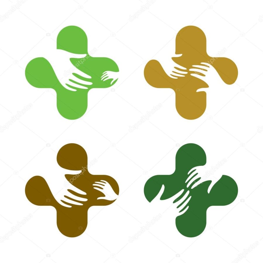 Abstract hand design sign. Vector love children logo. Cross logo. Hands logo.