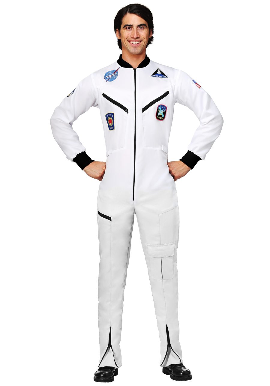 Adult Plus Size White Astronaut Jumpsuit Costume