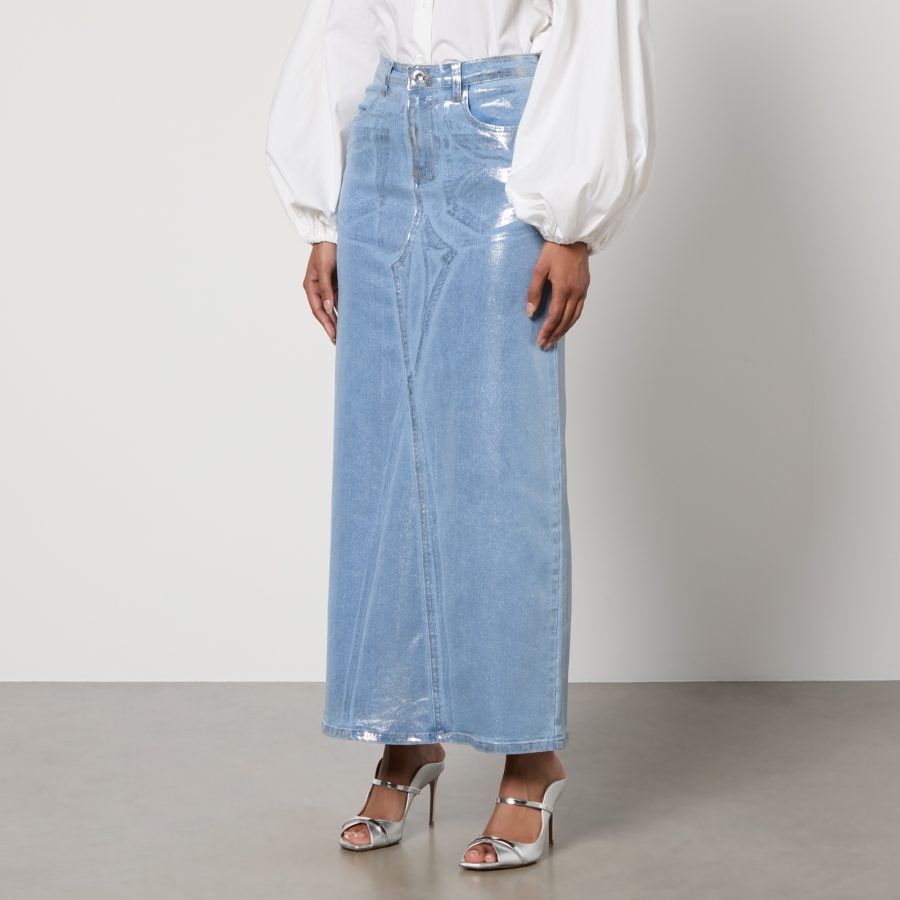 Amy Lynn Mimi Coated Denim Maxi Skirt - UK 10