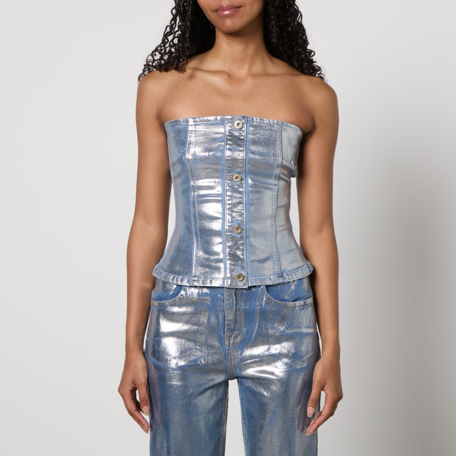 Amy Lynn Mimi Coated Denim Tube Top - UK 12