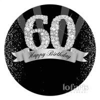 Aperturee Black And Grey Happy 60Th Birthday Circle Backdrop | Custom Birthday Backdrops | Backdrop For Birthday Party | Diy Birthday Backdrop