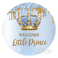 Aperturee Blue Welcome Little Prince Round Baby Shower Backdrop | Circle Background For Party | Round Backdrop Cover Diy | Baby Shower Backdrop Ideas