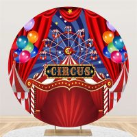 Aperturee Circus Red Balloons Ferris Wheel Circle Backdrop | Party Curtain Backdrop | Party Backdrop Decorations | Custom Backdrop For Party