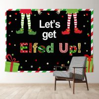 Aperturee Lets Get Elfed Up Clown Gift Christmas Backdrop