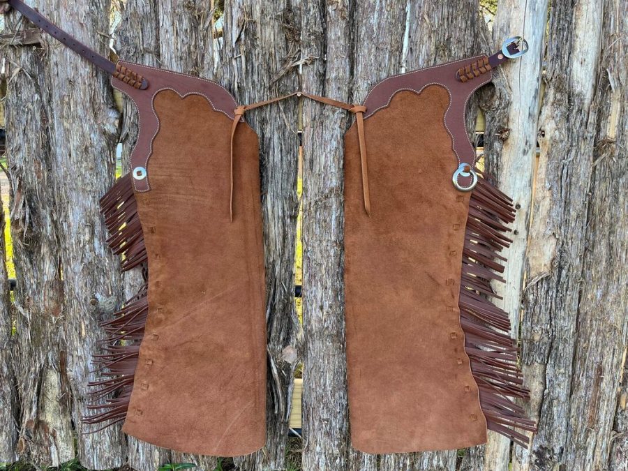 Arizona Bell Leggings Chaps Suede Leather Handmade Fringe Cowboy Rowdy Stye