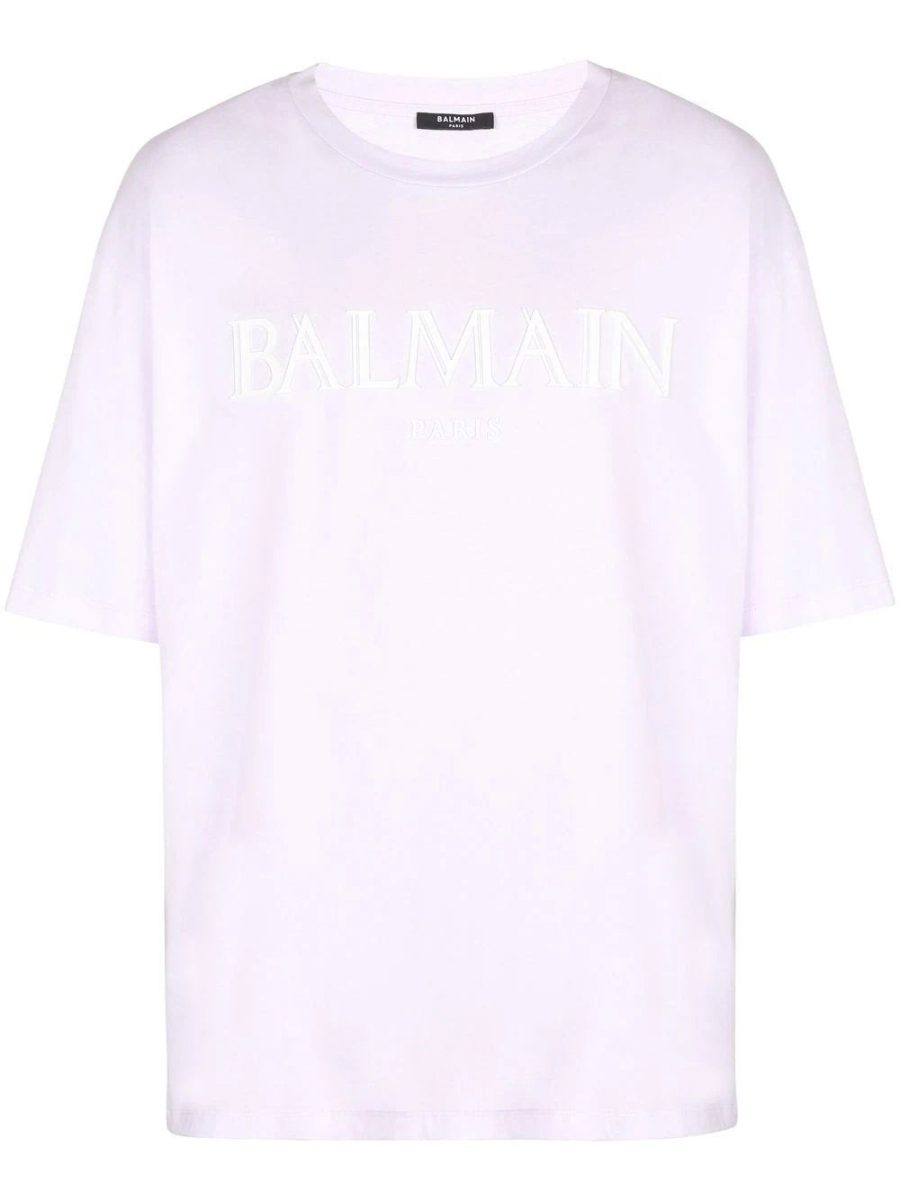 BALMAIN MEN Loose SS T-Shirt Light Lilac/White