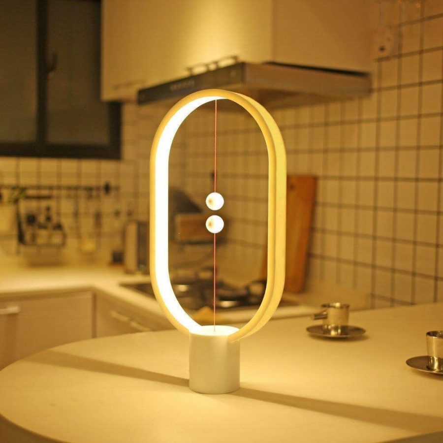 Balance Wood Magnetic LED Oval Table Lamp
