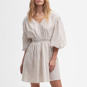 Barbour Ella Striped Cotton-Blend Dress - UK 16