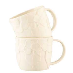 Belleek Classic Hydrangea Set of Two Mugs