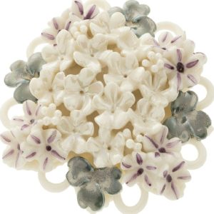 Belleek Classic Jewellery Forget Me Not Posy Brooch (Mother of Pearl, Lilac and Teal)