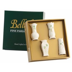 Belleek Classic Mini Shamrock Vase Set of 4