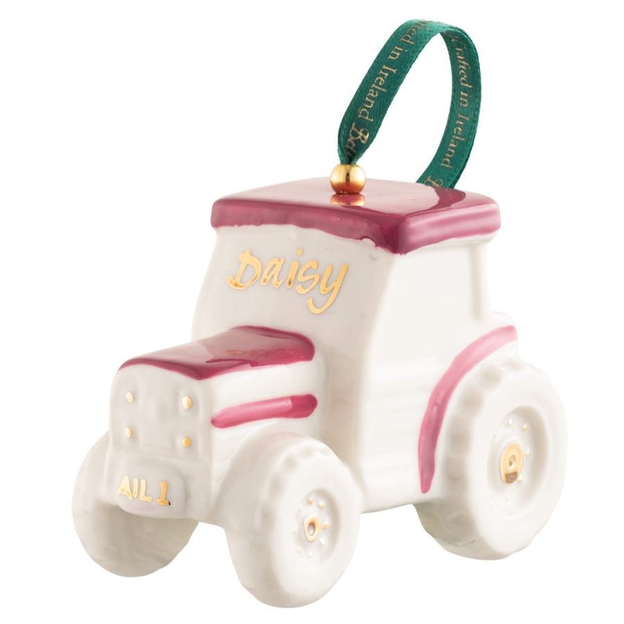 Belleek Classic Tractor Ornament - Pink