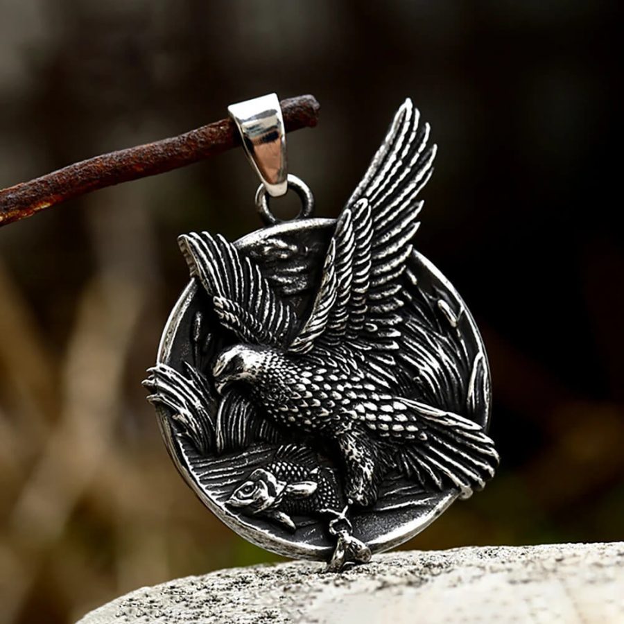 Bird of Prey Hawk Eagle Stainless Steel Pendant Necklace