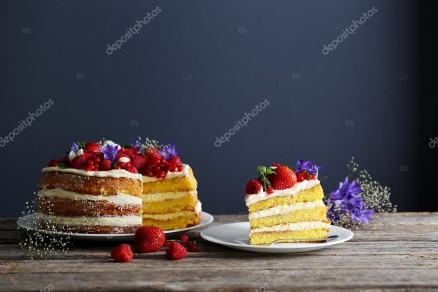 Biscuit cake with berries