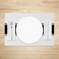 Black And White Lines Set Of 4 Placemats For Dinner - Lofaris