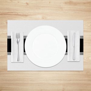 Black And White Lines Set Of 4 Placemats For Dinner - Lofaris