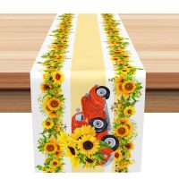 Blooming Sunflower Red Track Table Runner For Summer - Aperturee