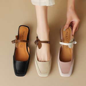 CHIKO Krystal Square Toe Block Heels Clogs/Mules Shoes