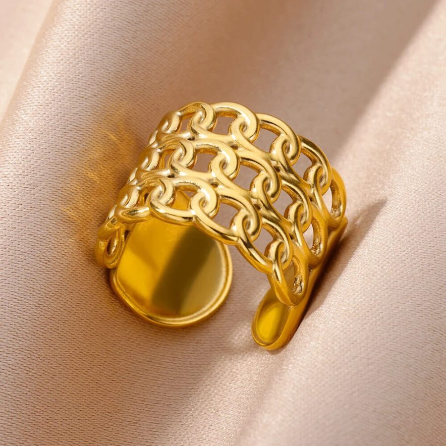Chain Mail Gold Color Open Ring