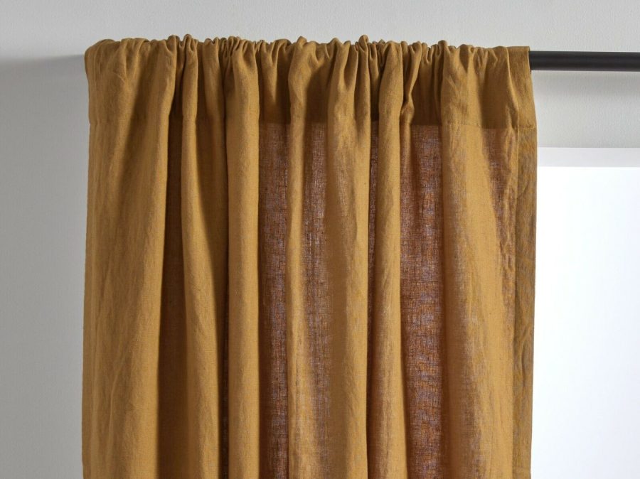 Cinnamon Washed Cotton Curtain 2 Panel Handmade Boho Curtains Rust WindowCurtain