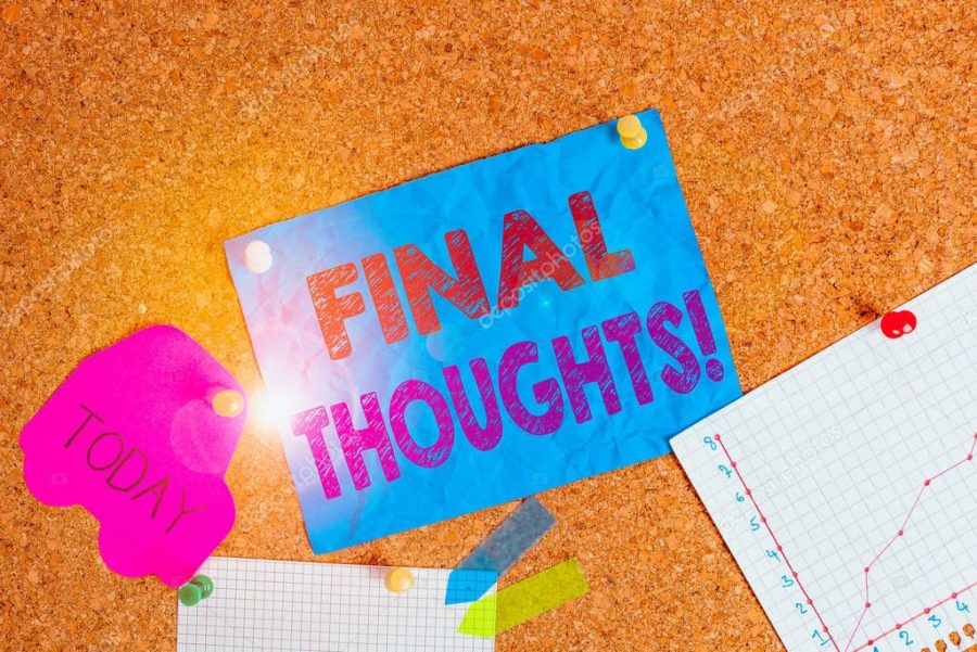 Conceptual hand writing showing Final Thoughts. Concept meaning should be last few sentences within your conclusions Corkboard size paper thumbtack sheet billboard notice board