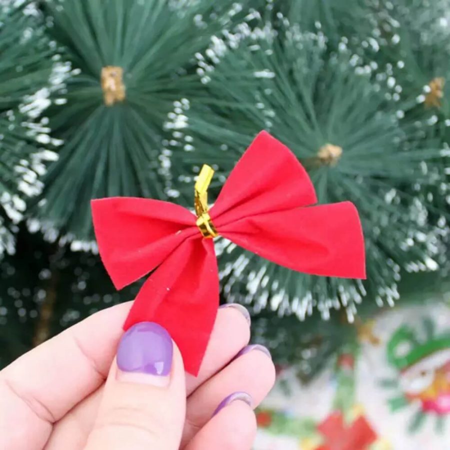 Cute Mini Christmas Bows For Tree Decoration 12 pcs