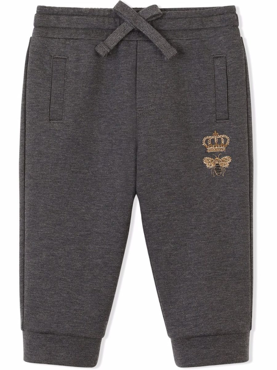 DOLCE & GABBANA BABY Bee Embroidered Track Pants Grey