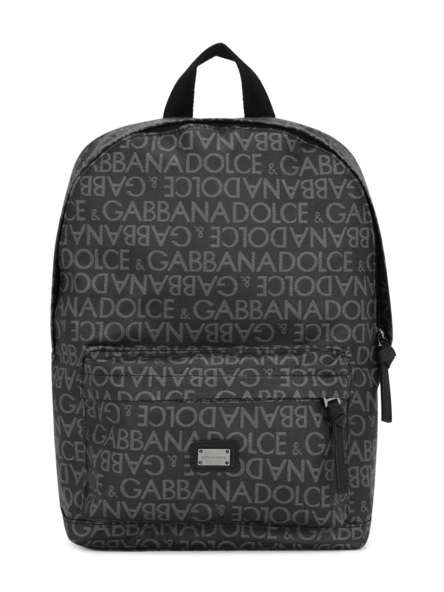 DOLCE & GABBANA KIDS Boys Logo-print Front-pocket Backpack Black