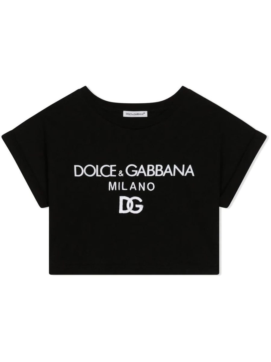 DOLCE & GABBANA KIDS Cropped T-Shirt Black