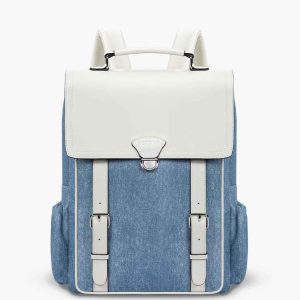 Denim-Inspired PU Fabric 15.6-Inch Backpack