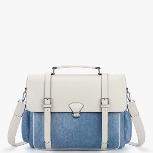 Denim-Inspired PU Fabric 15.6-Inch Briefcase