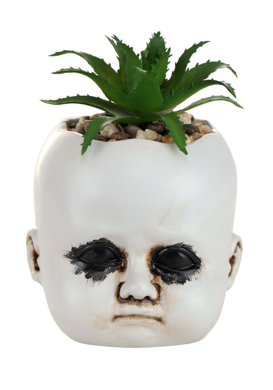 Distressed Doll Head Succulent Plant Holder Decoration